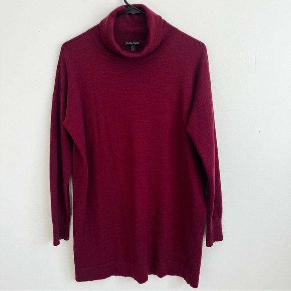 Eileen Fisher Sweater Mock Turtleneck Fine Merino Wool Tunic seasonal oversized - Picture 2 of 7